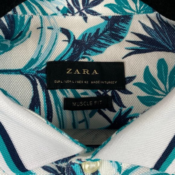 (ZARA) MUSCE FIT POLO COMFORTABLE SHIRT LARGE - Picture 3 of 8